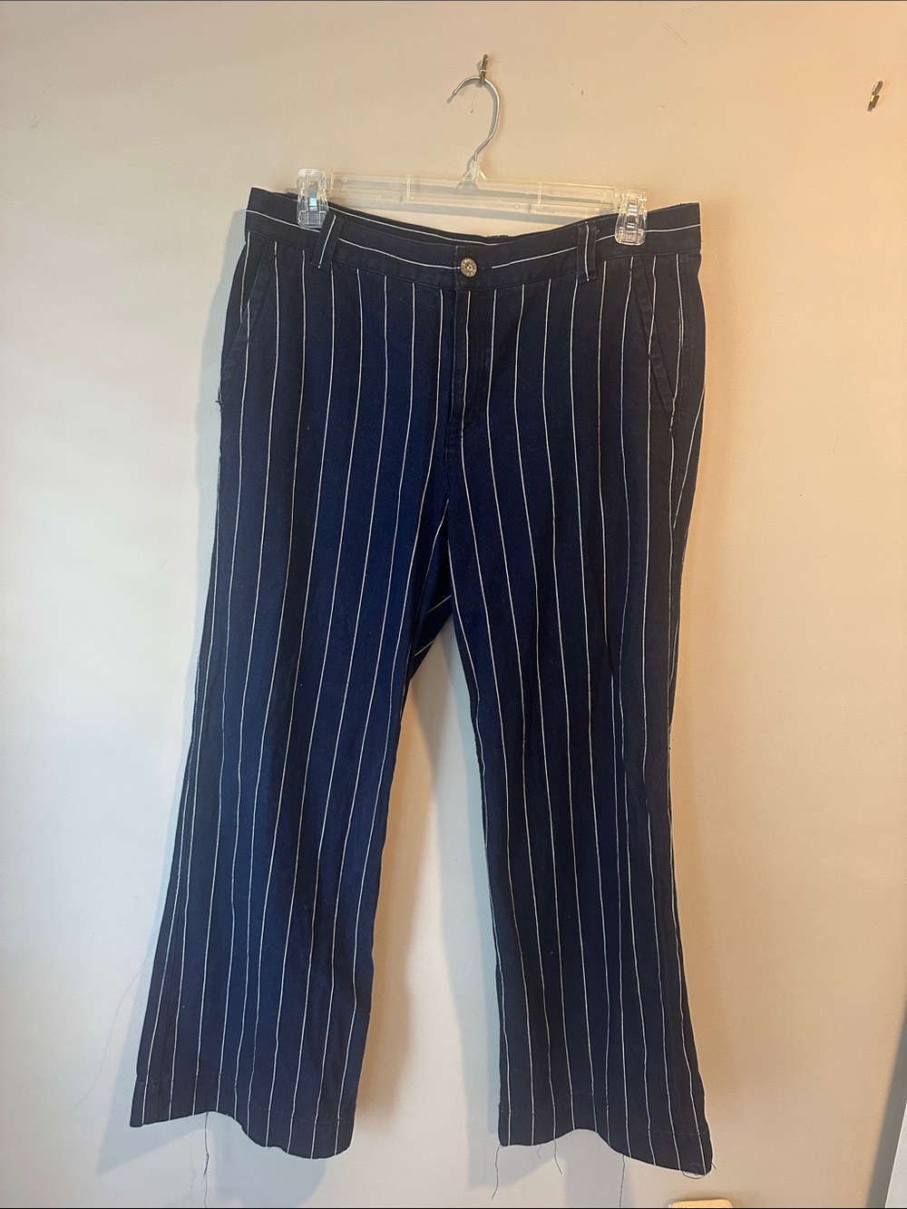Denim & Supply Ralph Lauren Navy Pinstripe Wide Leg Pants